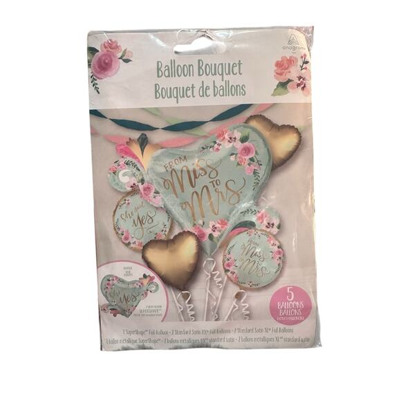 Miss-Mrs Balloon Bouquet Set – Bridal Shower / Engagement Decor – 5 Balloons - Picture 5 of 8